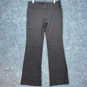 Vintage‎ Wawa Pants Womens Large Brown Pinstriped Stretch Flare Lightweight USA
